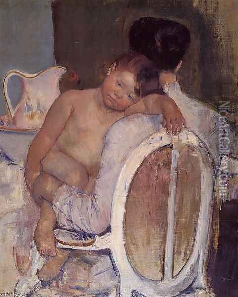 Mother Holding A Child In Her Arms Oil Painting - Mary Cassatt
