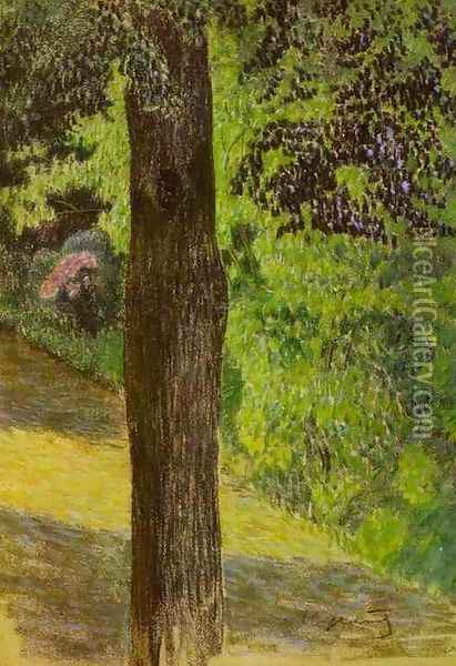 A Path in a Garden. c. 1904 Oil Painting - Viktor Elpidiforovich Borisov-Musatov