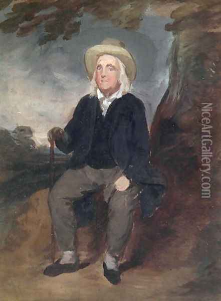 Jeremy Bentham in an imaginary landscape, 1835 Oil Painting - George Frederick Watts