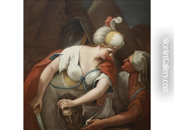 Rebecca At The Well (+ And Judith With The Head Of Holofernes; Pair) Oil Painting - Nicolo Bambini