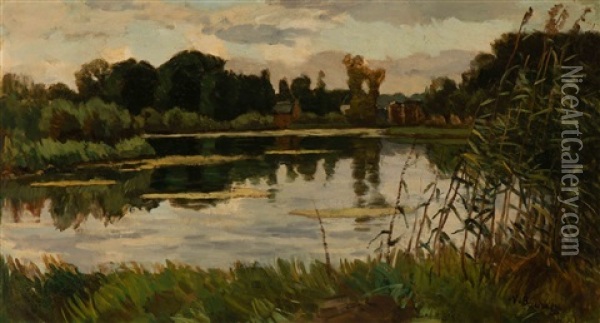 Afternoon On The River Vecht Oil Painting - Nicolaas Bastert