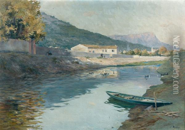 Paysage Fluvial Du Midi De La France Oil Painting - Eugene Baptiste E. Dauphin