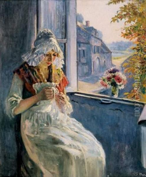 Femme Assise A La Fenetre Oil Painting - Max Silbert
