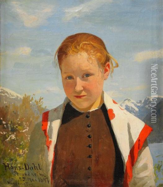 Hansine Tue 11 Aar Oil Painting - Hans Dahl