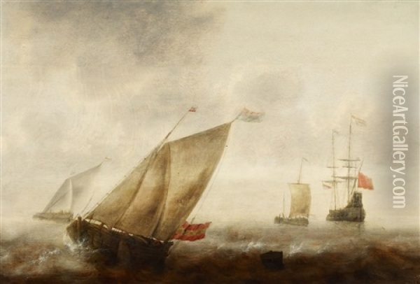 Marine Mit Seglern Im Wind Oil Painting - Jacob Adriaenz. Bellevois