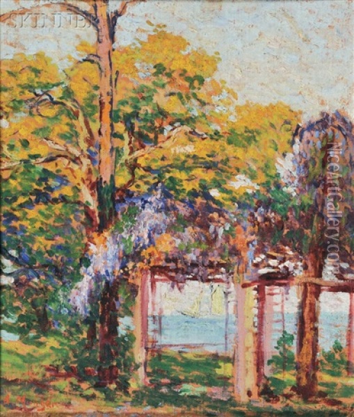 Arbor In Spring, Possibly Provincetown Oil Painting - Anne Wells Munger