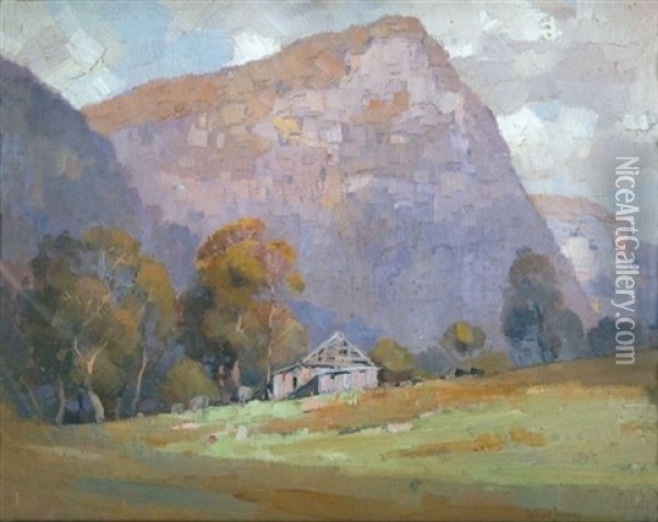 Mountain Hut Oil Painting - Robert Johnson