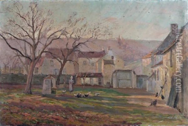 La Place Du Village Oil Painting - Erik Saeaef