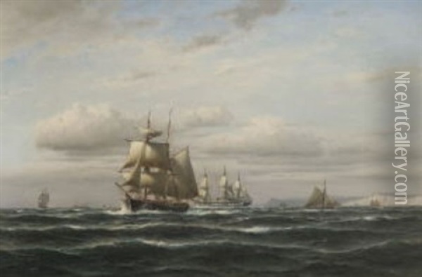 Marine Oil Painting - Franz Johann (Wilhelm) Huenten