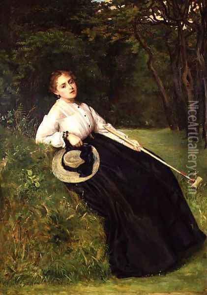 Resting in the Shade after a Game of Croquet, 1867 Oil Painting - Philip Hermogenes Calderon