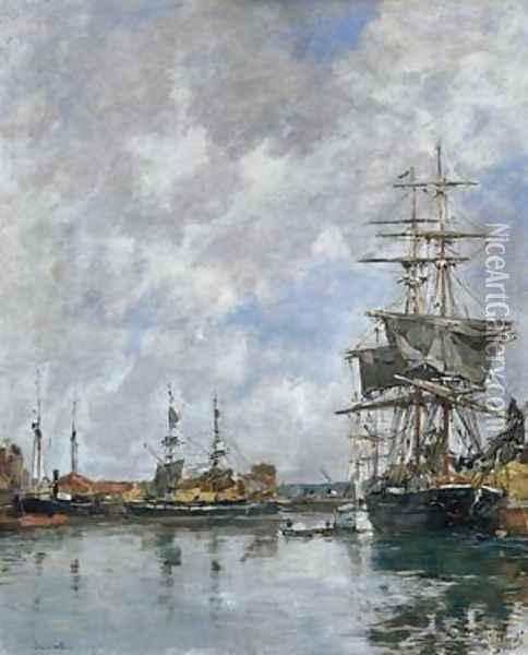 The Dock at Deauville Oil Painting - Eugene Boudin