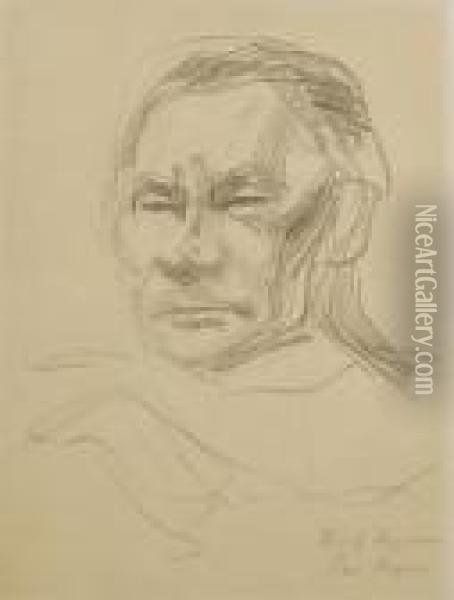 Portrait Paul Wegener. Oil Painting - Heinrich Stegemann