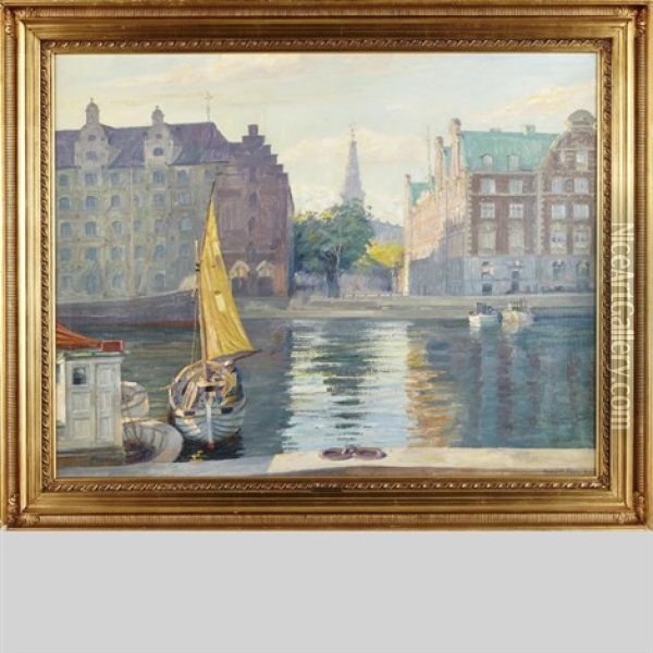 Copenhagen Harbour Oil Painting - Robert Panitzsch