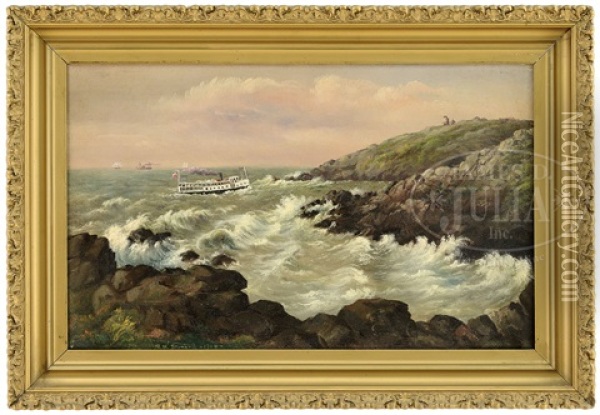 Ferry Entering Monhegan Harbor Oil Painting - Seth W. Steward