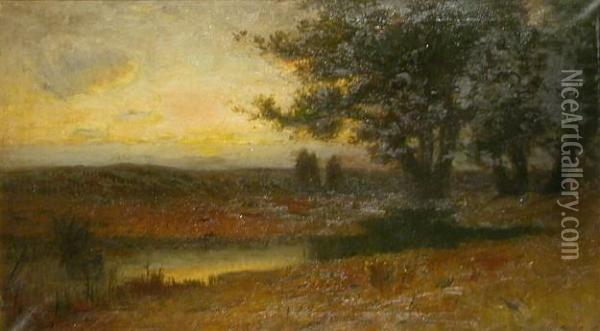 Sunset River Landscape Oil Painting - Frank Knox Morton Rehn