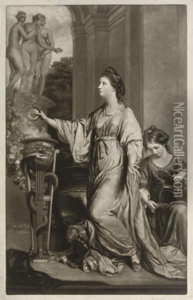 Lady Sarah Bunbury, (sacrificing To The Graces) Oil Painting - Edward Fisher