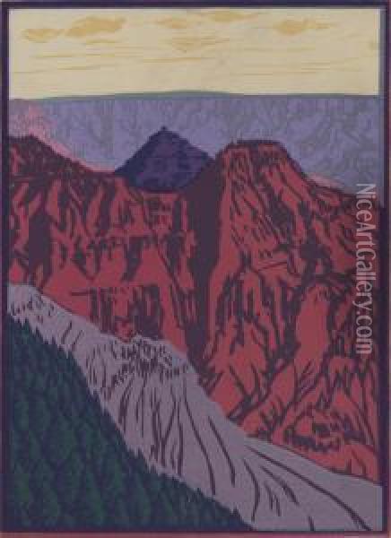 Untitled Grand Canyon Oil Painting - Frank Redlinger