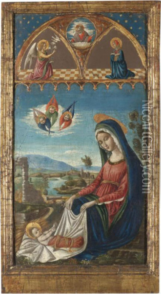 The Madonna And Child Oil Painting - Niccolo Foligno Da Alunno
