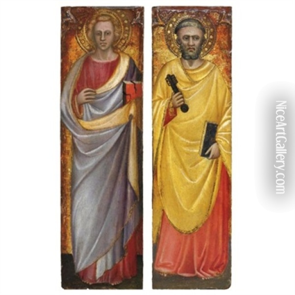 Un Santo (+ San Pietro; Pair) Oil Painting - Spinello Aretino