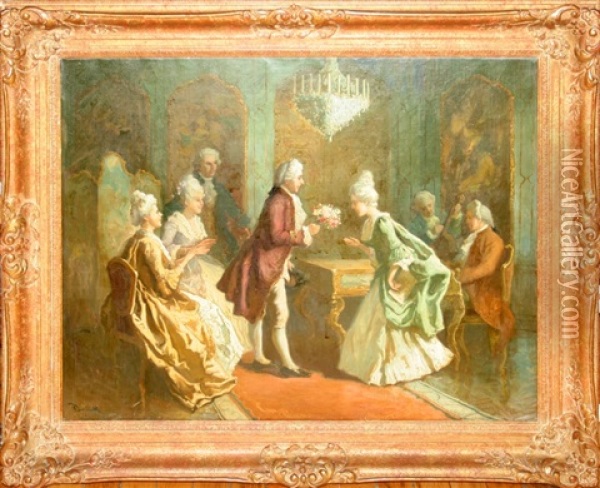 Vienna Parlor Scene Oil Painting - Rudolph Jelinek