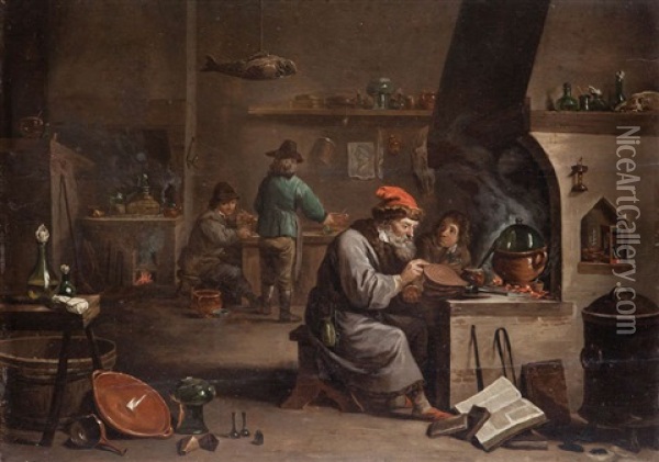 Le Laboratoire De L'alchimiste Oil Painting - Gerard Thomas