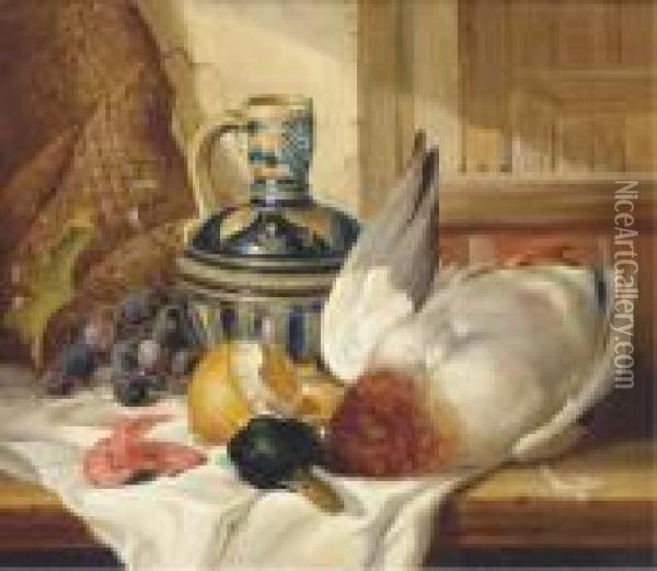 A Festive Meal Of Fresh Mallard Oil Painting - Edward Ladell