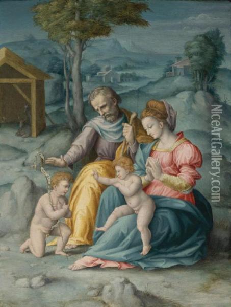 The Holy Family With The Infant Saint John The Baptist Oil Painting - Francesco Ubertini Bacciacca
