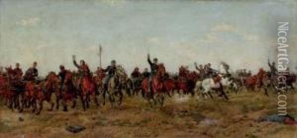 Cavalry Charge Of The Union Army Oil Painting - W.T. Trego