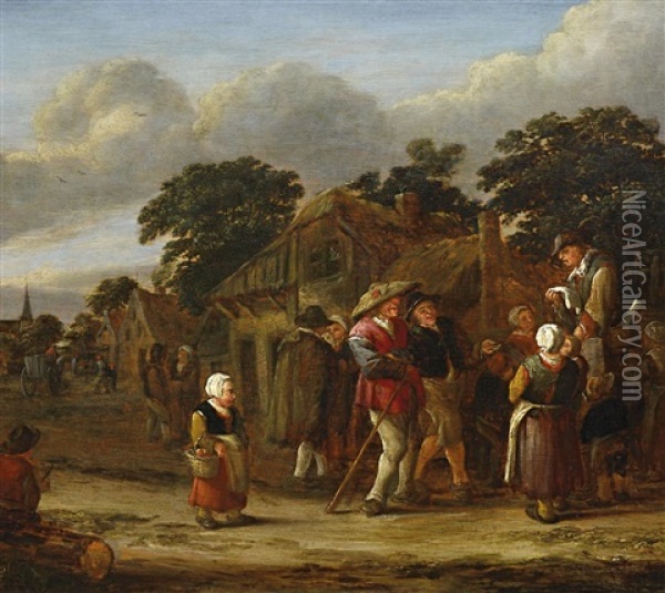 Der Reisende Handler Im Dorf Oil Painting - Pieter de Bloot
