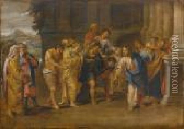 Christ And The Adulteress Oil Painting Reproduction By Nicolas Poussin