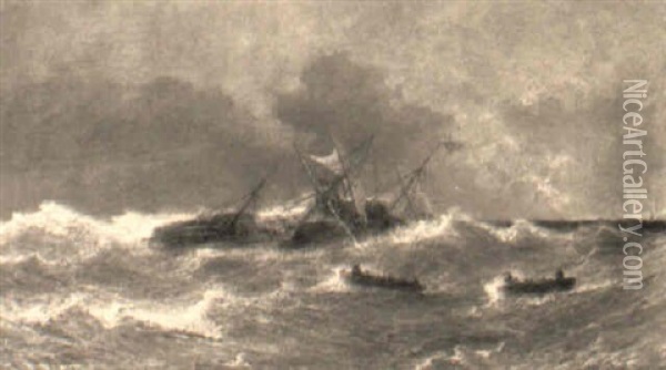 The Shipwreck Oil Painting - Jean Baptiste Henri Durand-Brager