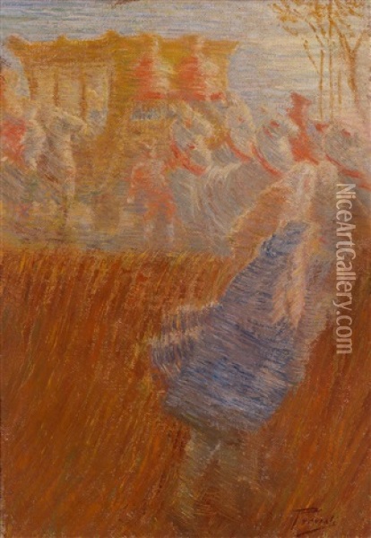 Der Wagen Des Sonnenkonigs (preparatory Study For Il Re Sole) Oil Painting - Gaetano Previati