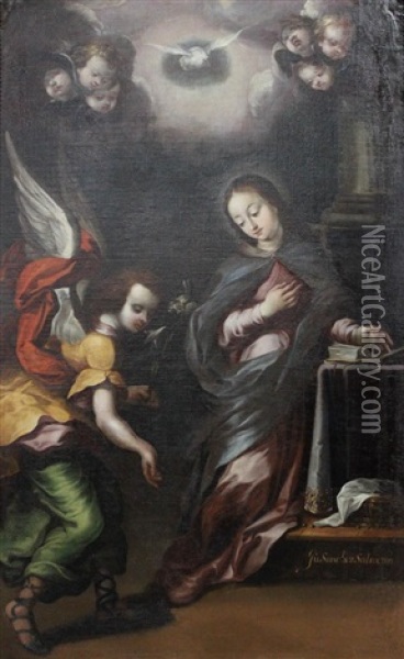 Annunciation Oil Painting - Juan Sanchez Salmeron