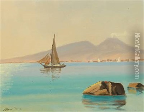 Bugten Ved Neapel Oil Painting - Alfred Olsen