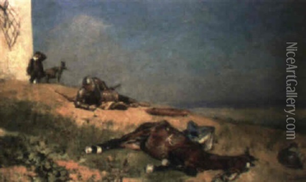 Escena De La Vida Del Quijote Oil Painting - Jose Moreno Carbonero