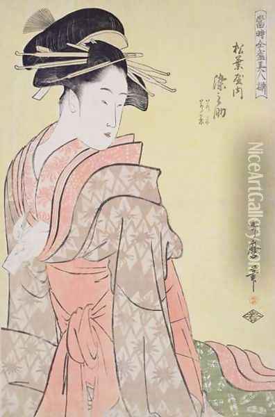 Somenosuke of Matsubaya, from the series 'Array of Supreme Beauties of the Present Day, c.1794 Oil Painting - Kitagawa Utamaro