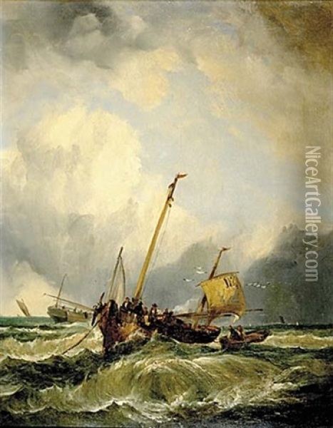 Stormy Seas Oil Painting - Richard Henry Nibbs
