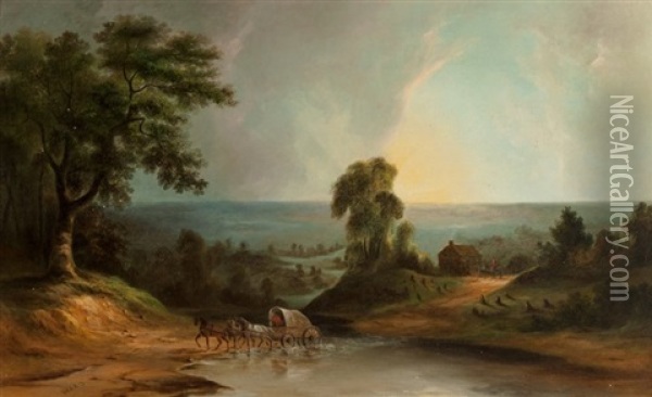 On The Frontier Oil Painting - Jacob C. Ward