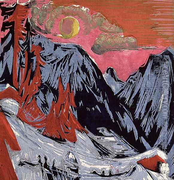 Mountains in Winter Oil Painting - Ernst Ludwig Kirchner
