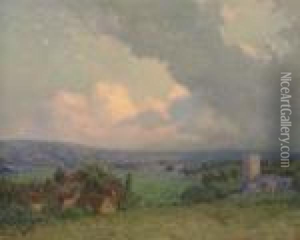 Clouds And Hills Oil Painting - William Jurian Kaula