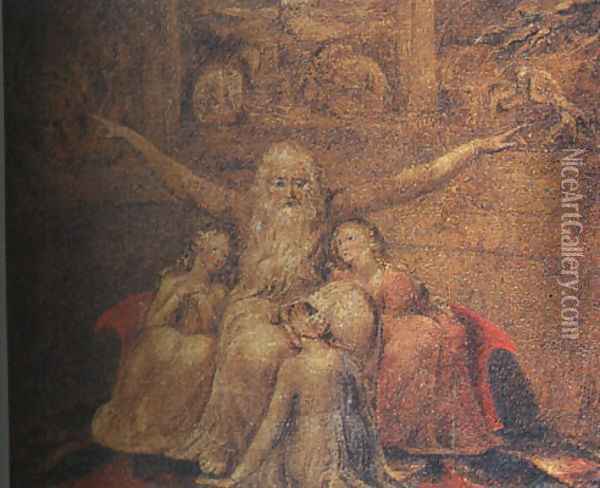 Job and his Daughters 1799-1800 Oil Painting - William Blake