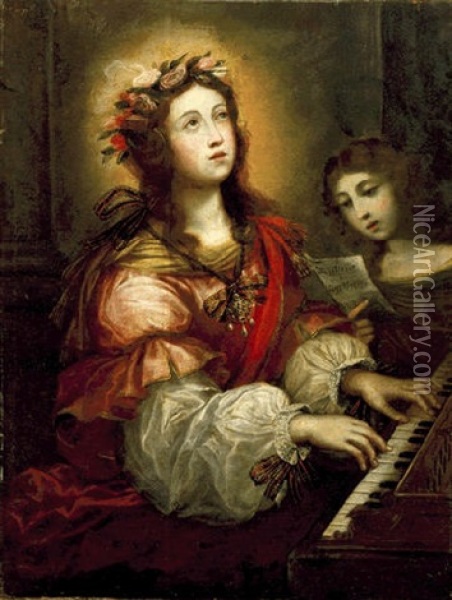 Saint Cecilia At The Organ Oil Painting - Carlo Dolci