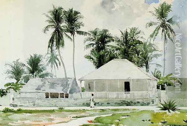 Cabins, Nassau Oil Painting - Winslow Homer