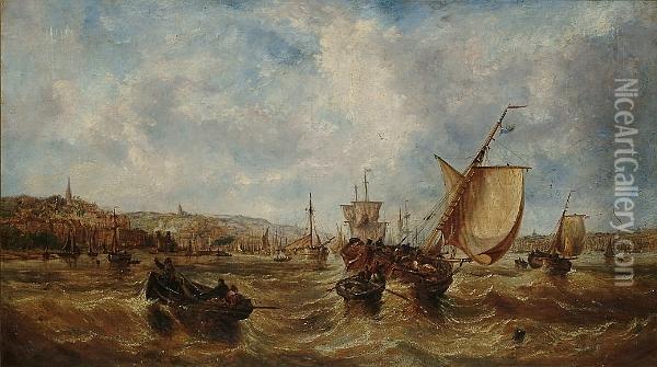 'a Stiff Breeze, Bologne' And 'off Tranmere R. Mersey' Oil Painting - John Callow