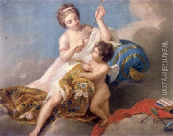 Venus Erklart Amor Den Liebespfeil Oil Painting - Wilhelm Boettner