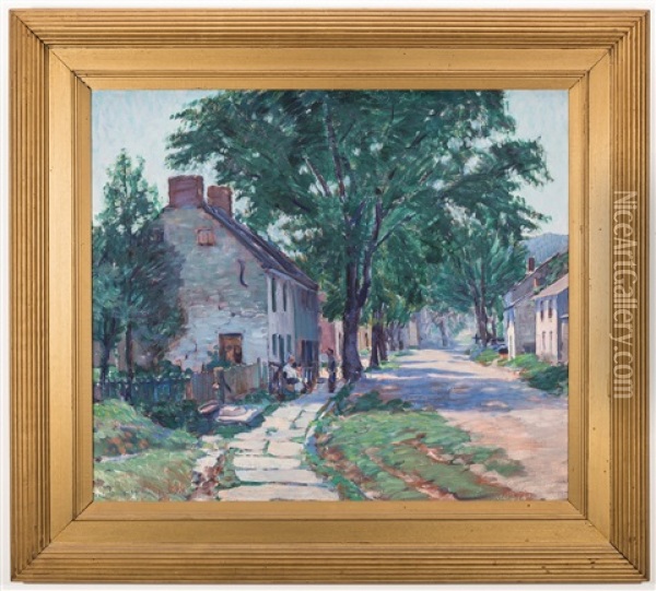 Village Street Scene Oil Painting - Clifford Warren Ashley