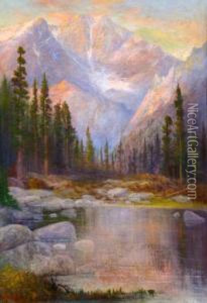 Sunset On Mt. Ypsilon Oil Painting - Richard H. Tallant