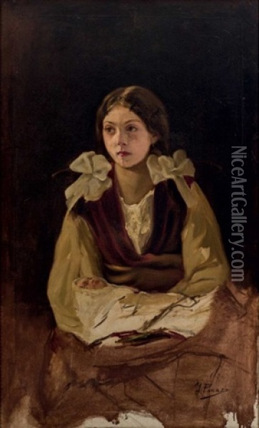 Retrato De Nina Oil Painting - Ignacio Pinazo Camarlench