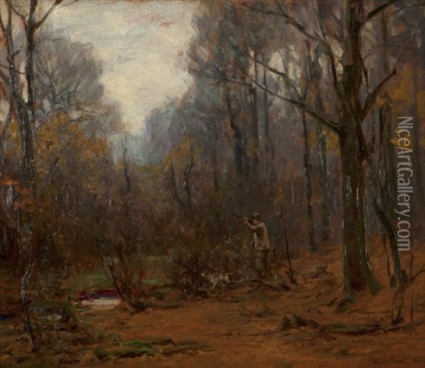 A Hunter And Dog In The Woods Oil Painting - John Frost