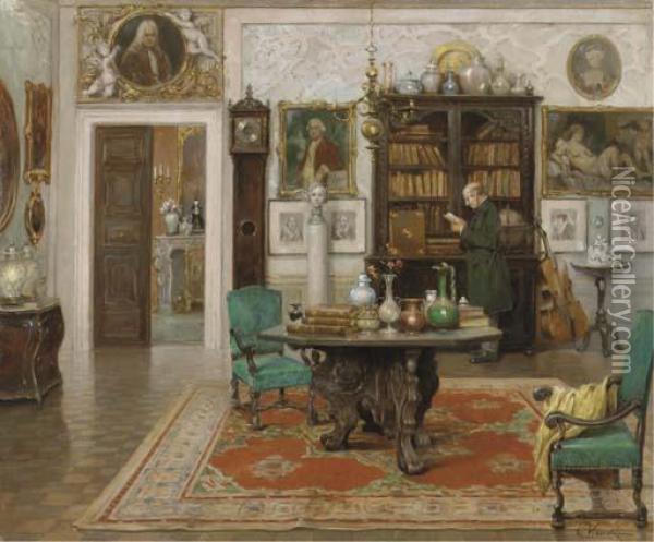 An Inviting Interior Oil Painting - Cesare C. Vianello